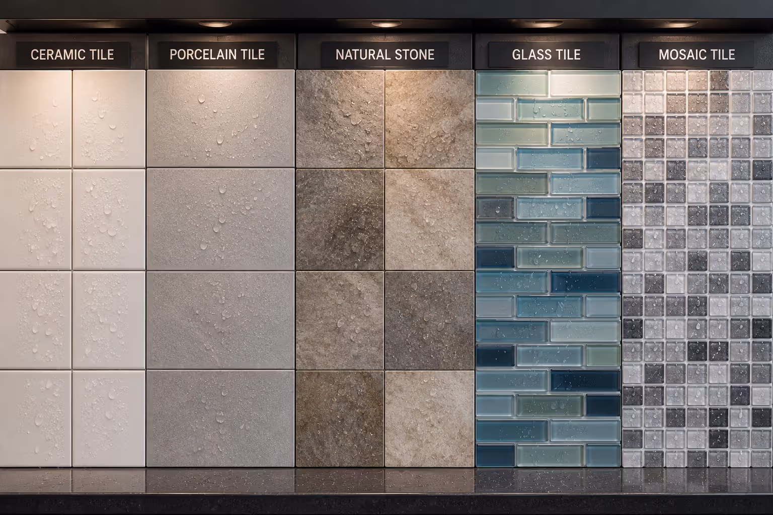 Comparison of popular tile materials for shower walls and floors