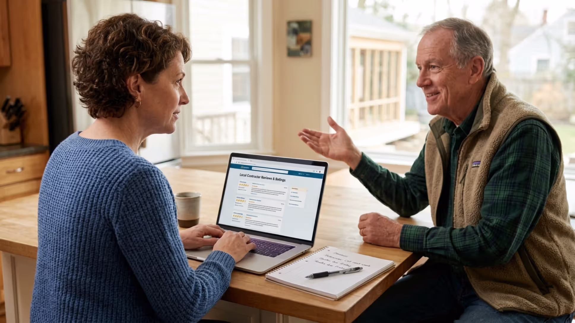 Homeowner researching and comparing local contractors