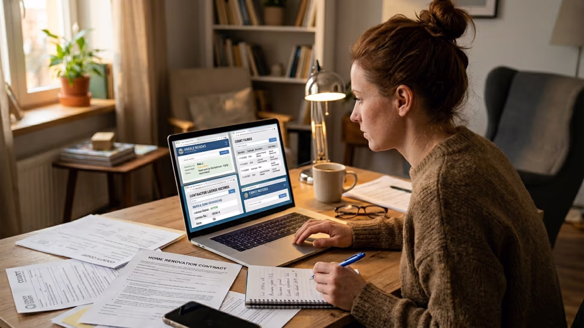 Homeowner performing a contractor background check