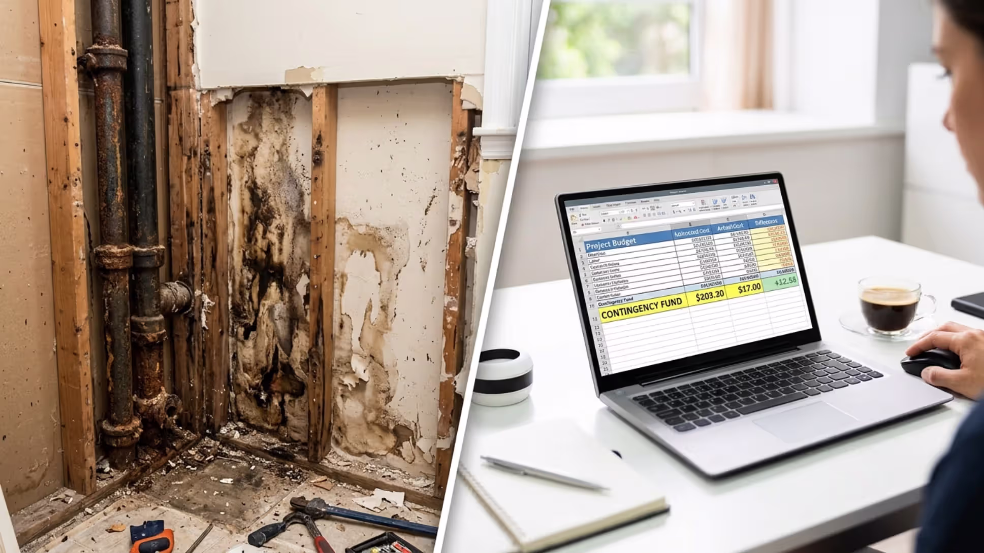 Unexpected renovation issues compared with a properly planned contingency budget