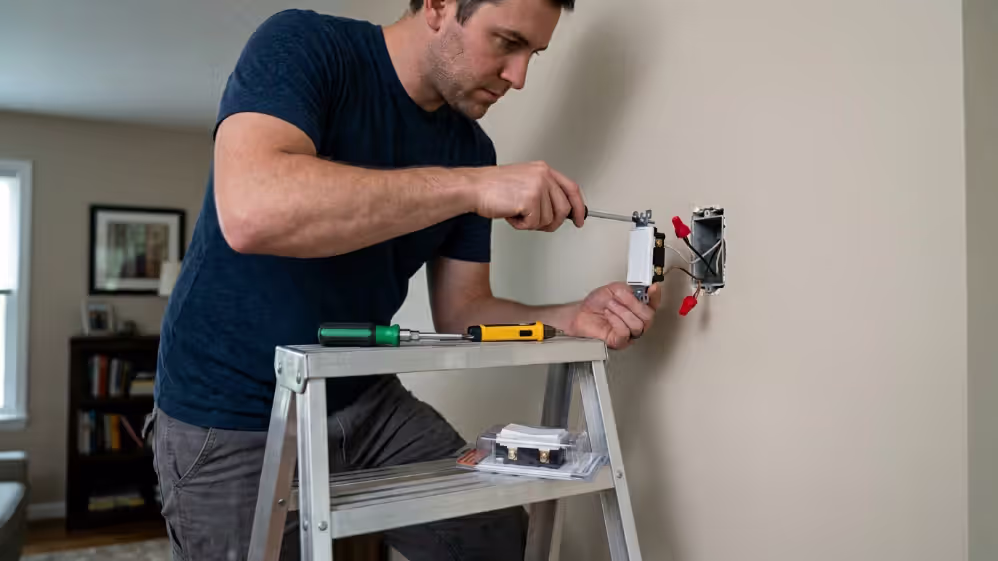 Homeowner replacing an existing light switch as a permit-exempt electrical repair