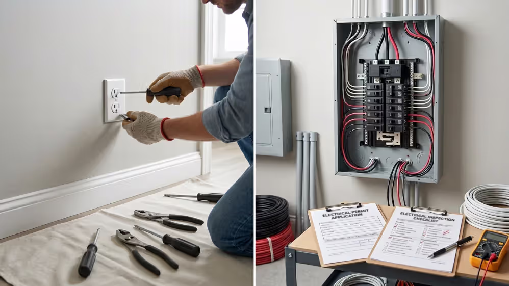 Comparison between permit-exempt outlet replacement and permitted new circuit installation
