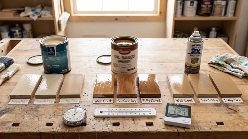 Comparison of latex, oil-based, and spray paint drying times