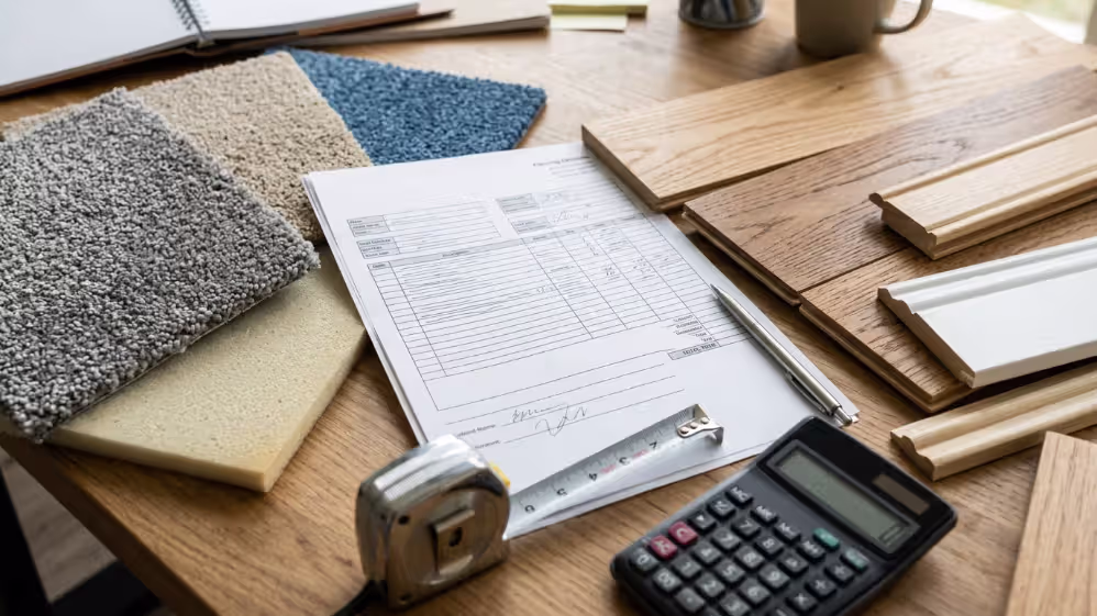 Flooring estimate showing material, labor, and carpet removal costs