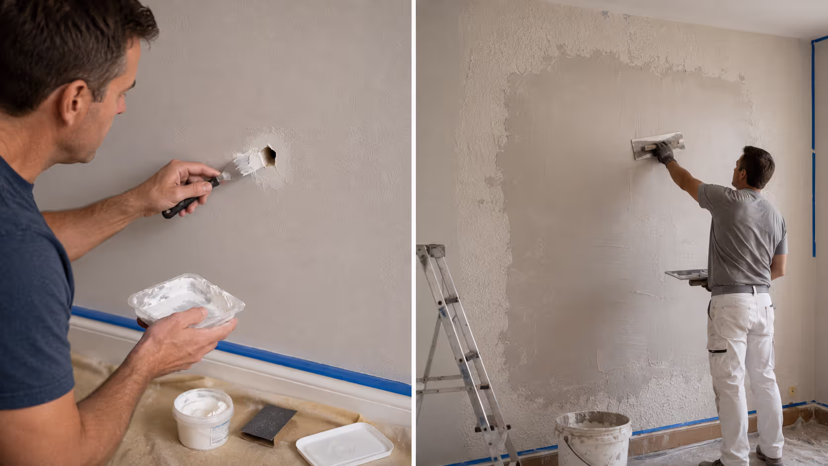 Comparison between DIY drywall patching and professional wall repair