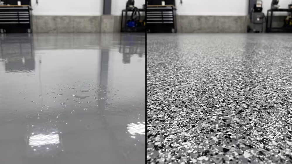 Comparison between smooth epoxy and slip-resistant textured garage floor coating